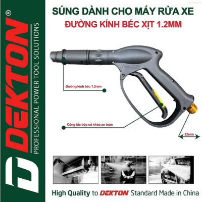 Súng phun xịt, rửa xe dùng cho máy rửa mini -piston 12mm : DK-CWR2200 (đen) PT101-GUN2 Dekton